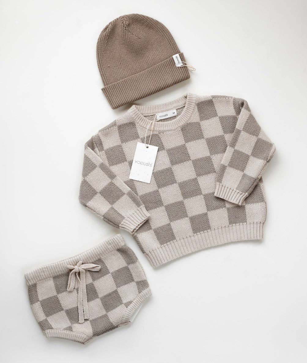 Yooushi Checkered Knit Sweater